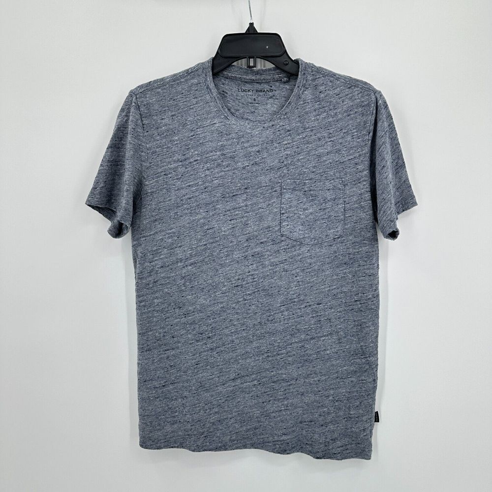 Lucky Brand Shirt Mens Small Gray Heather Minimal Casual Preppy Pocket Basic Tee